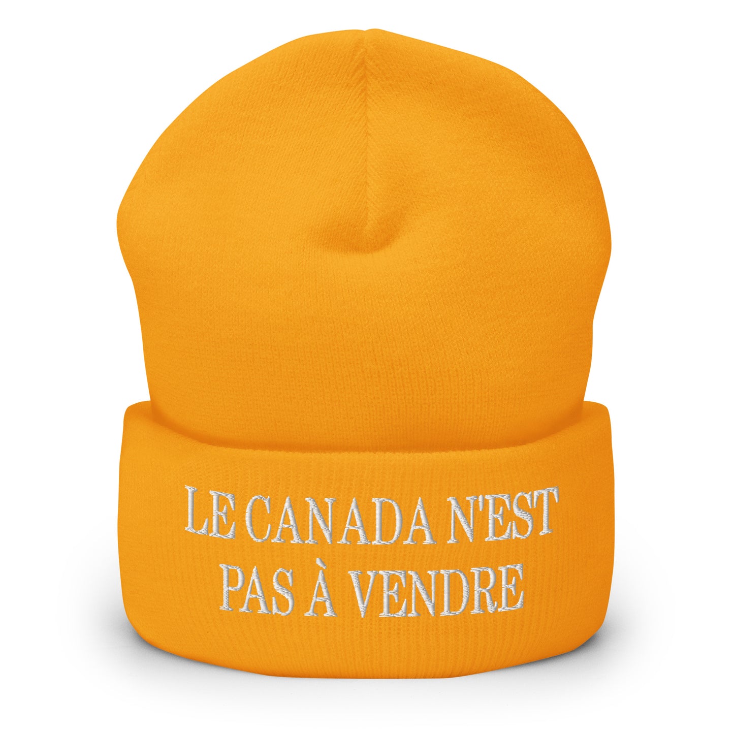 Le Canada n'est pas à Vendre Canada is not for Sale Embroidered Knit Cuffed Beanie Gold