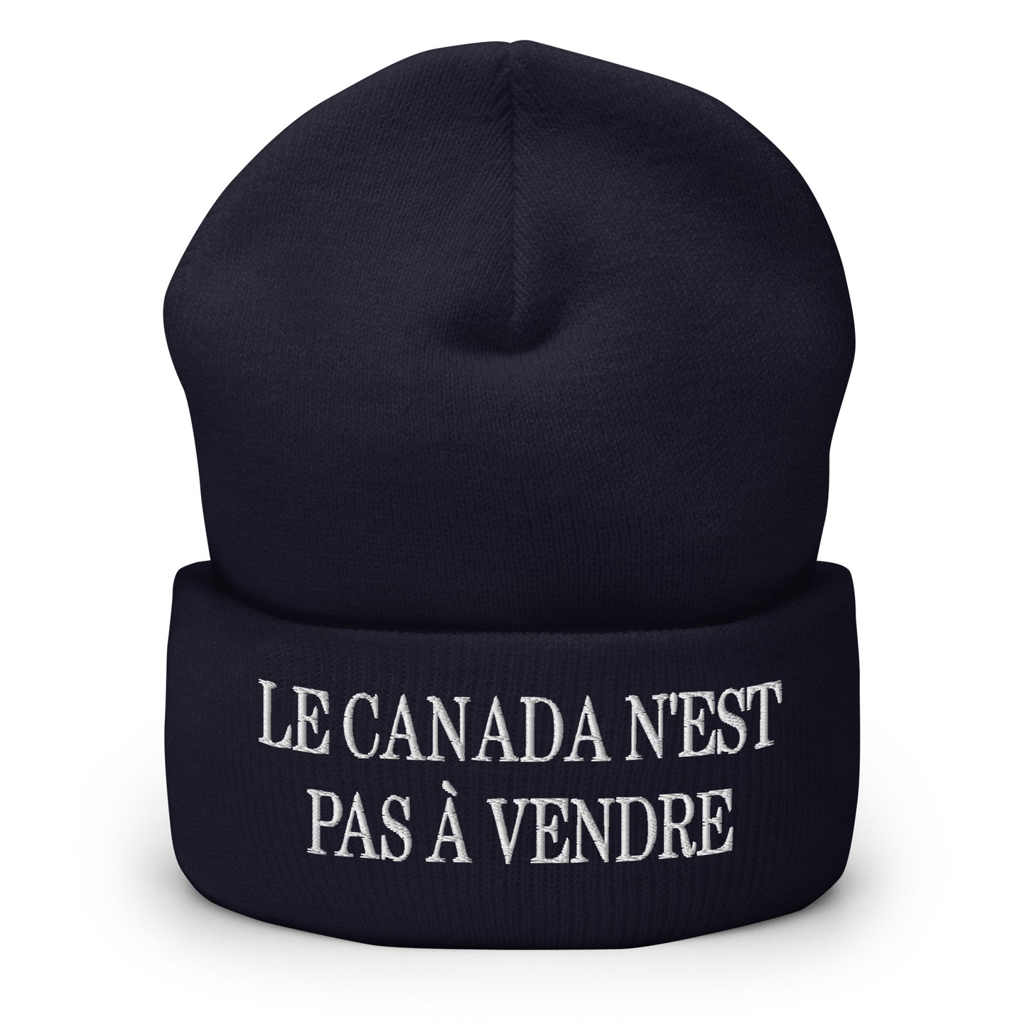 Le Canada n'est pas à Vendre Canada is not for Sale Embroidered Knit Cuffed Beanie Navy