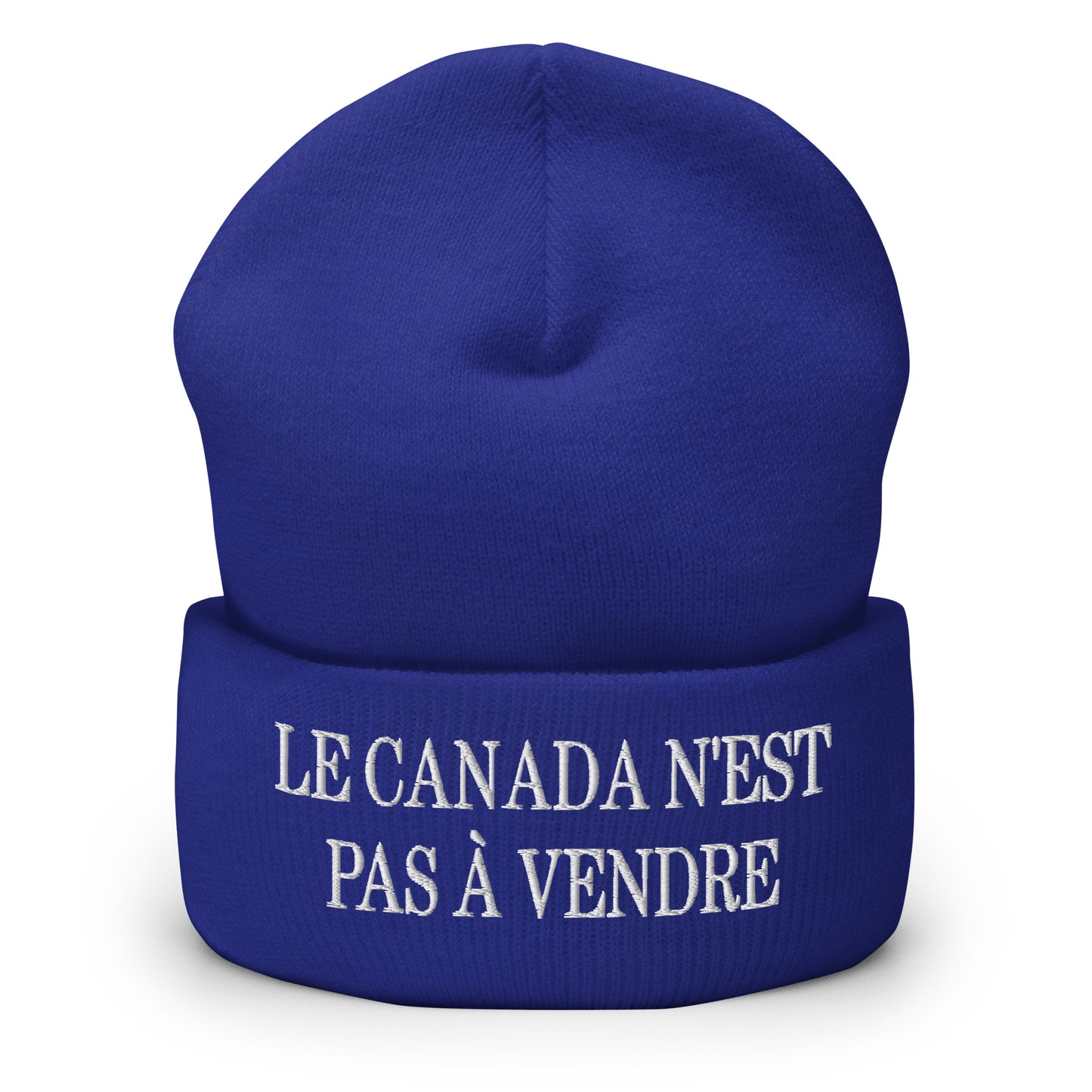 Le Canada n'est pas à Vendre Canada is not for Sale Embroidered Knit Cuffed Beanie Royal