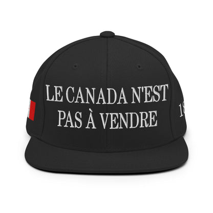 Le Canada n'est pas à Vendre Canada is not for Sale Flag 1867 Embroidered Flat Bill Brim Snapback Hat Black Red