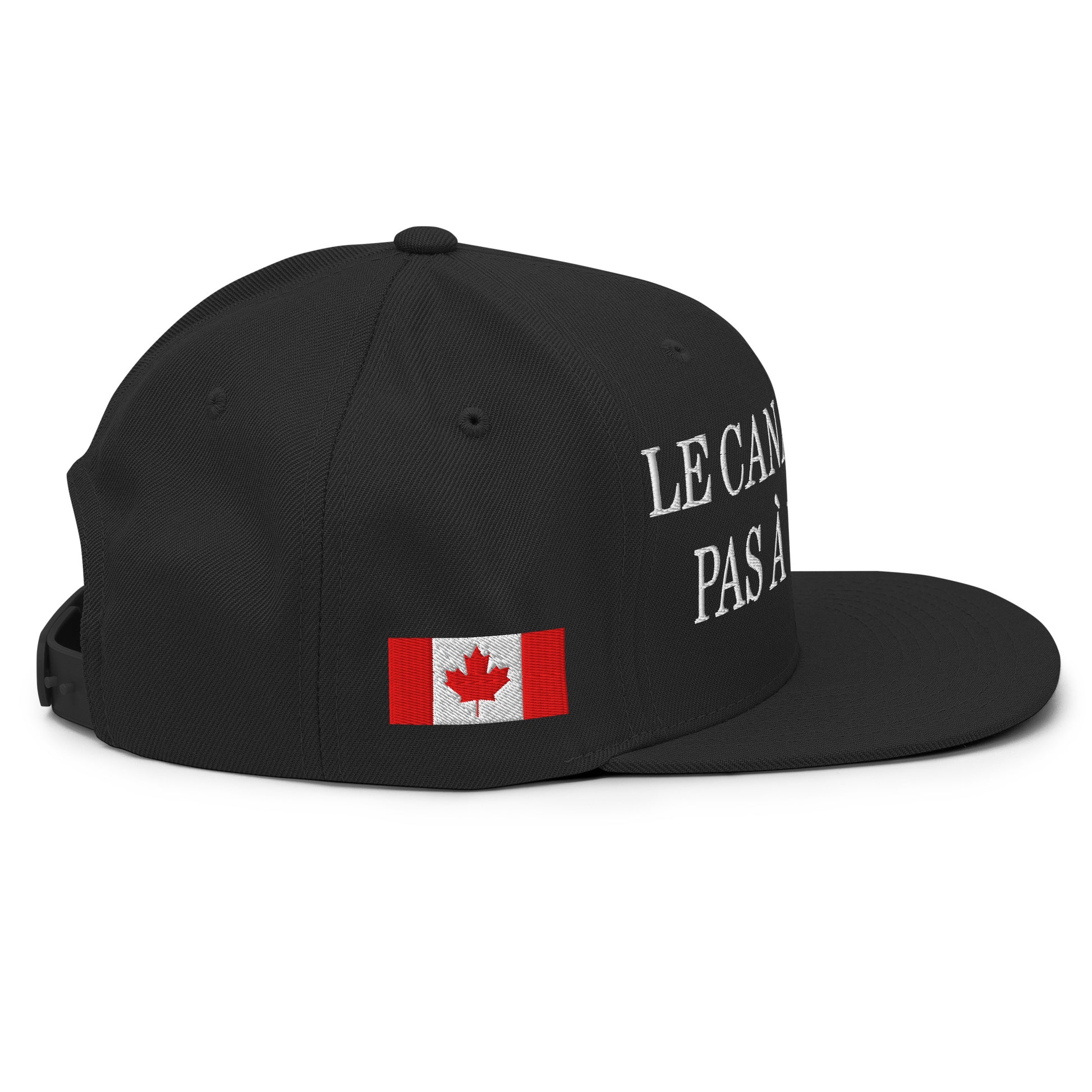 Le Canada n'est pas à Vendre Canada is not for Sale Flag 1867 Embroidered Flat Bill Brim Snapback Hat Black Red