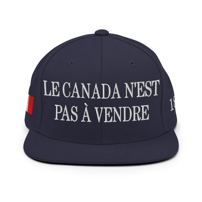 Le Canada n'est pas à Vendre Canada is not for Sale Flag 1867 Embroidered Flat Bill Brim Snapback Hat Navy