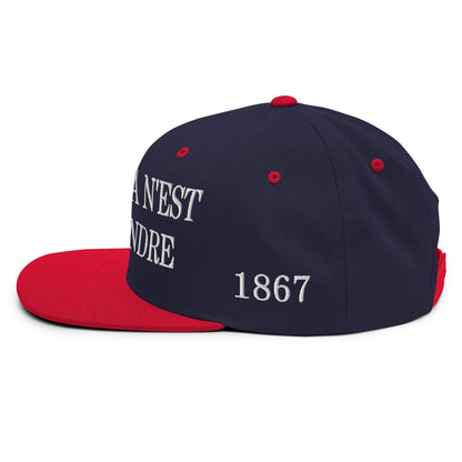 Le Canada n'est pas à Vendre Canada is not for Sale Flag 1867 Embroidered Flat Bill Brim Snapback Hat Navy Red