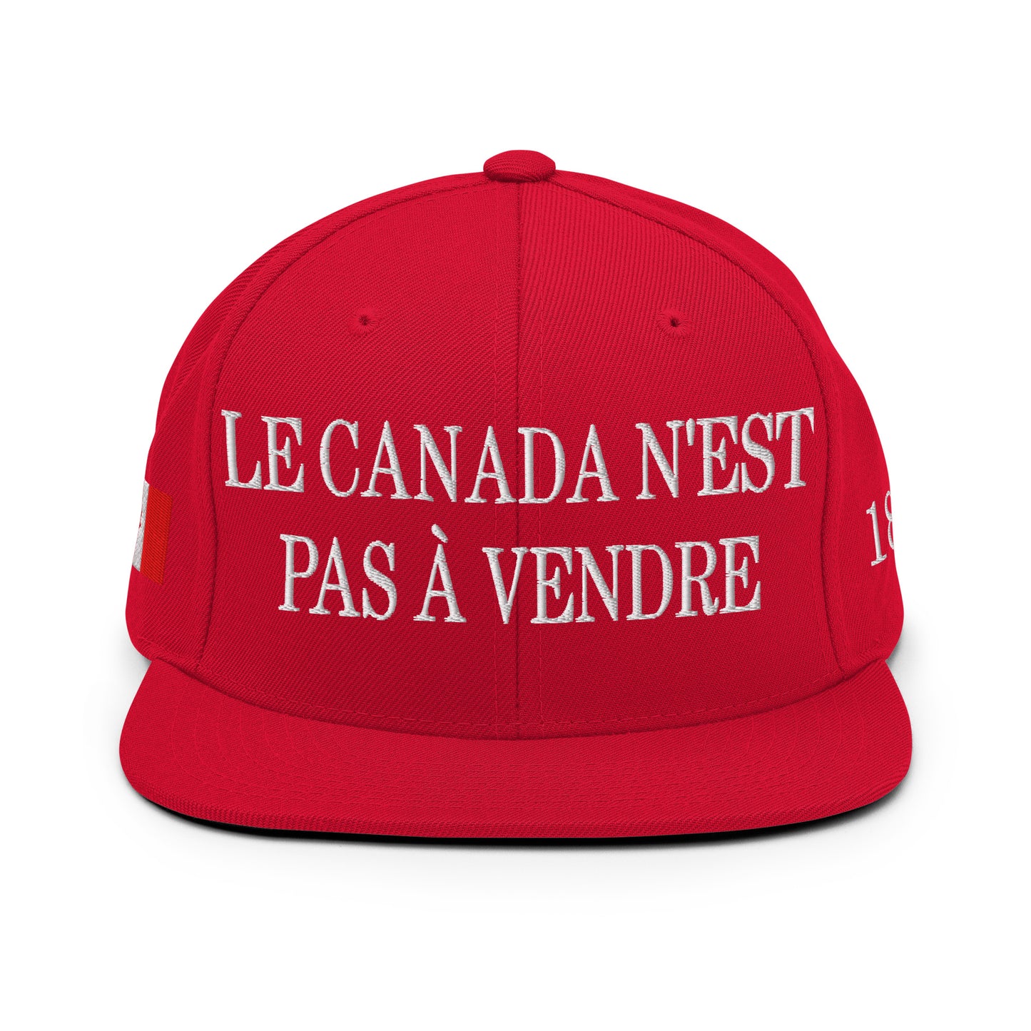 Le Canada n'est pas à Vendre Canada is not for Sale Flag 1867 Embroidered Flat Bill Brim Snapback Hat Red