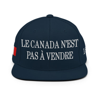 Le Canada n'est pas à Vendre Canada is not for Sale Flag 1867 Embroidered Flat Bill Brim Snapback Hat Black