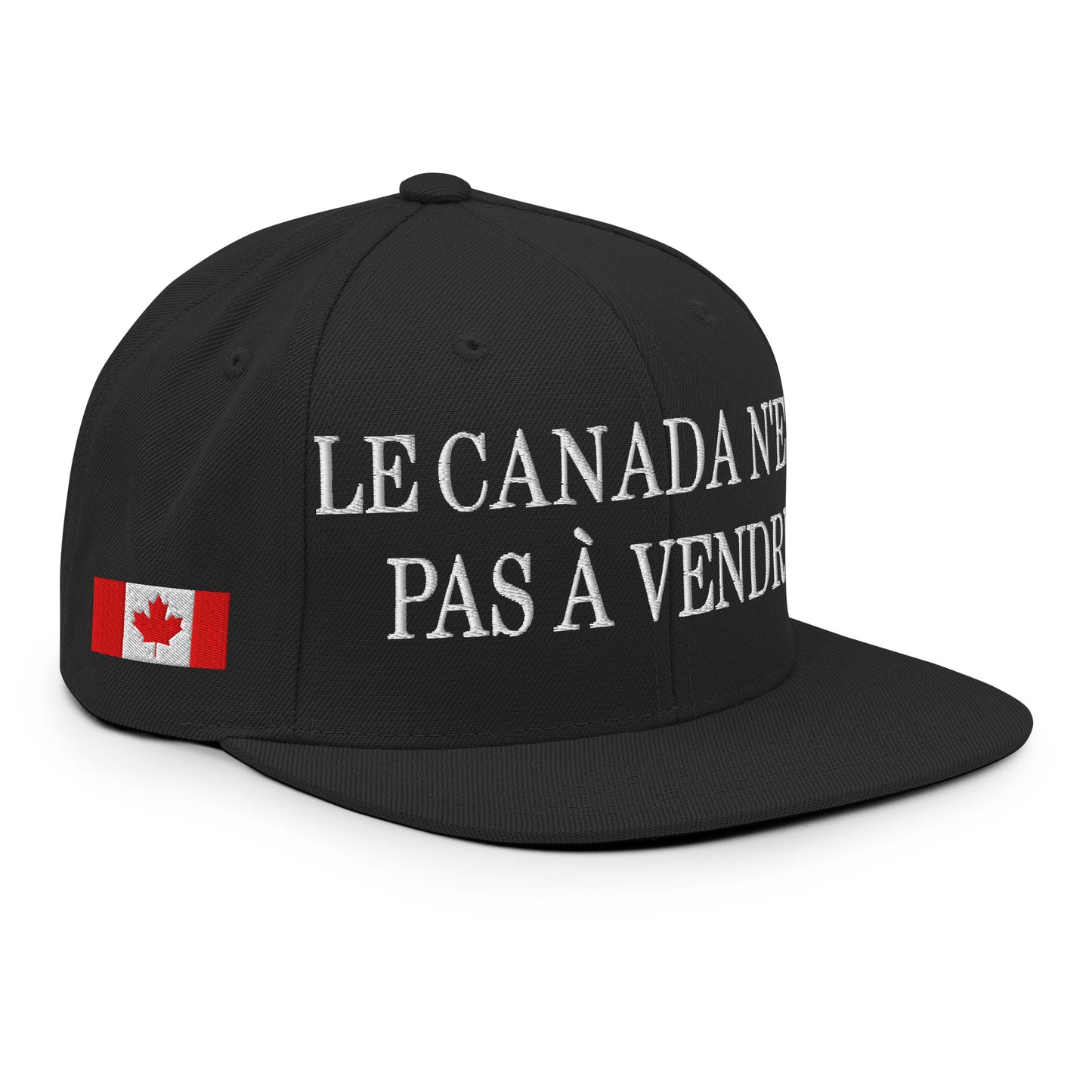 Le Canada n'est pas à Vendre Canada is not for Sale Flag 1867 Embroidered Flat Bill Brim Snapback Hat Black