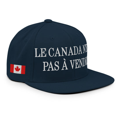 Le Canada n'est pas à Vendre Canada is not for Sale Flag 1867 Embroidered Flat Bill Brim Snapback Hat Dark Navy