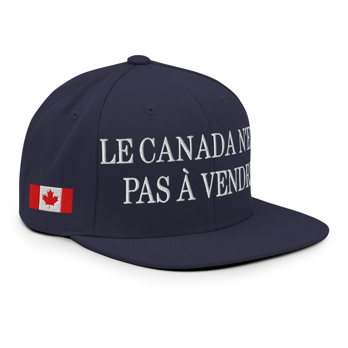 Le Canada n'est pas à Vendre Canada is not for Sale Flag 1867 Embroidered Flat Bill Brim Snapback Hat Navy