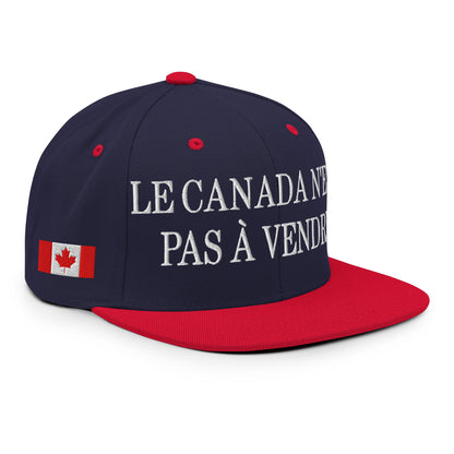 Le Canada n'est pas à Vendre Canada is not for Sale Flag 1867 Embroidered Flat Bill Brim Snapback Hat Navy Red