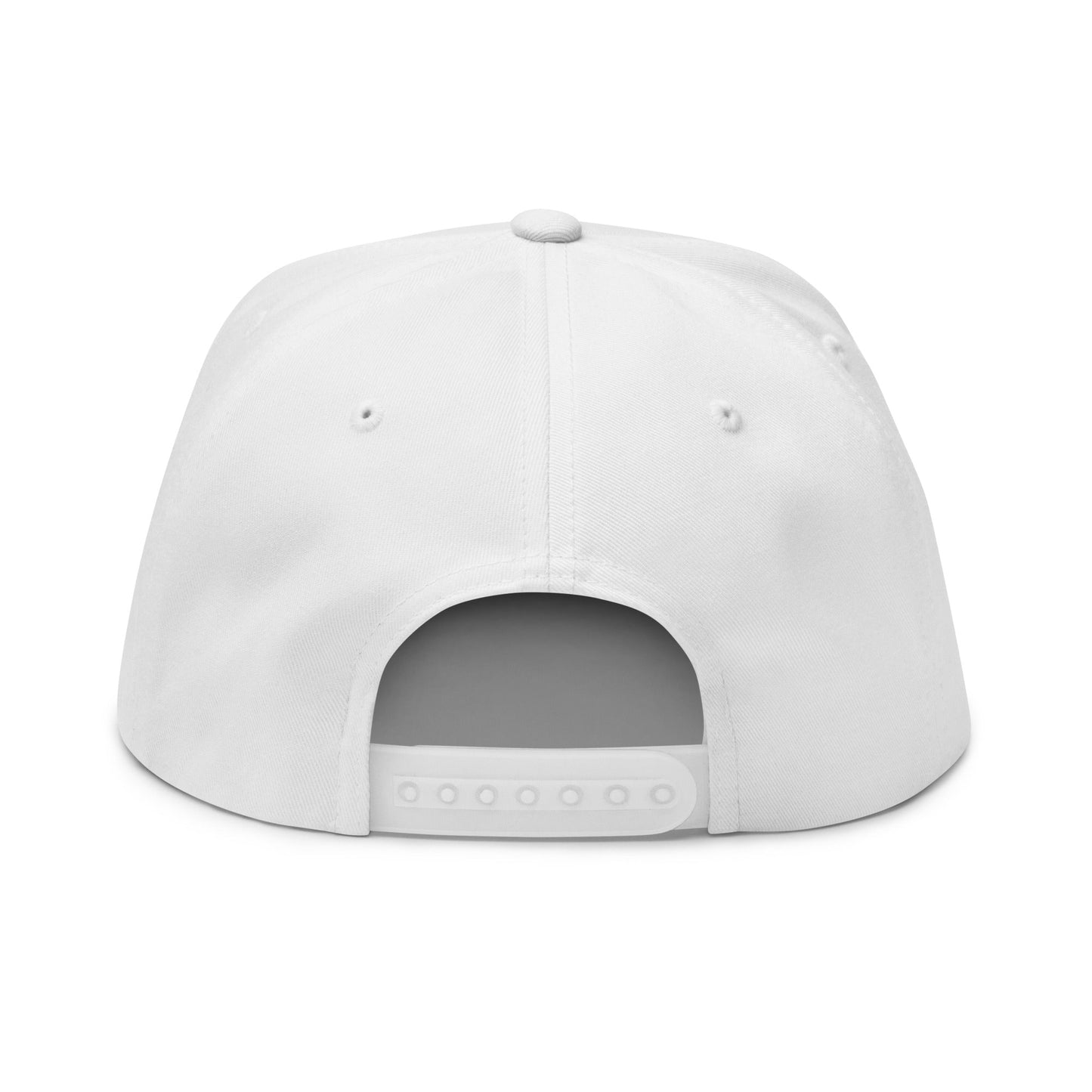 Let's Go Brandon Script 5 Panel Flat Bill Brim Snapback Hat White