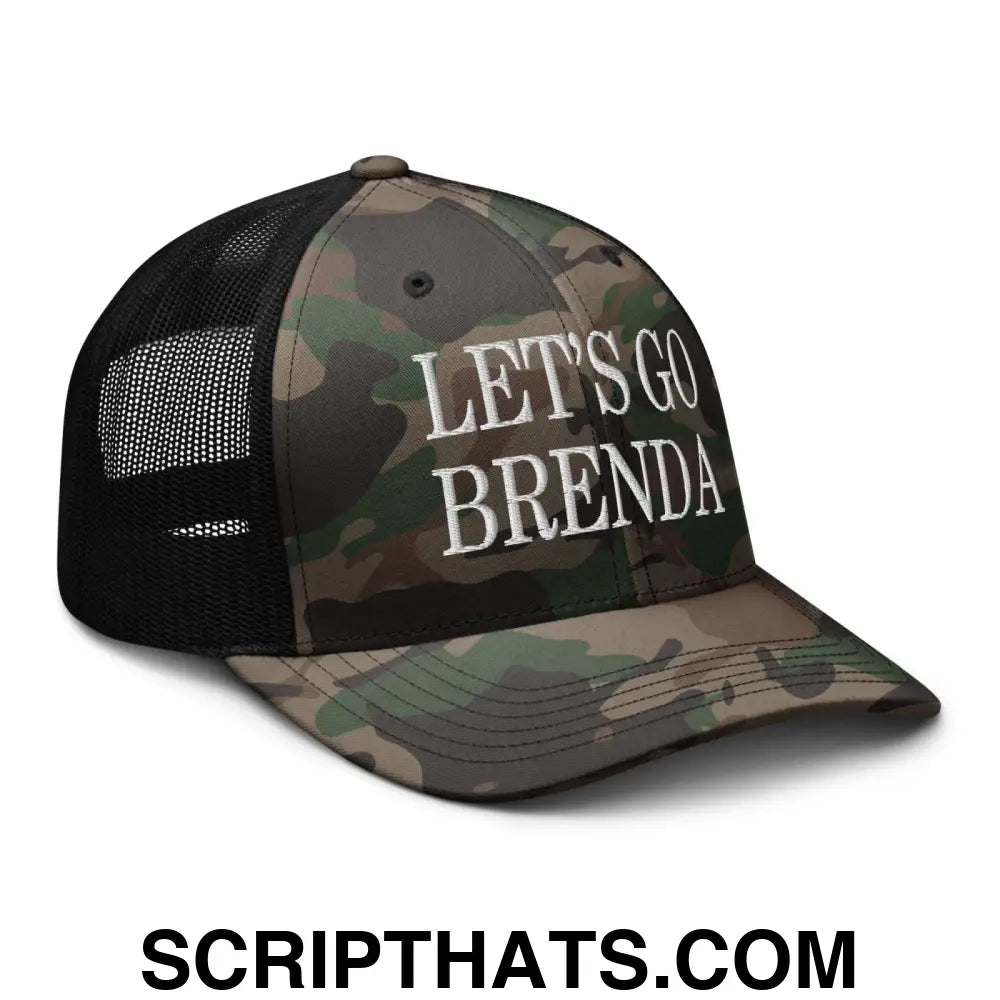 Let's Go Brenda Camo Trucker Hat Camo Black