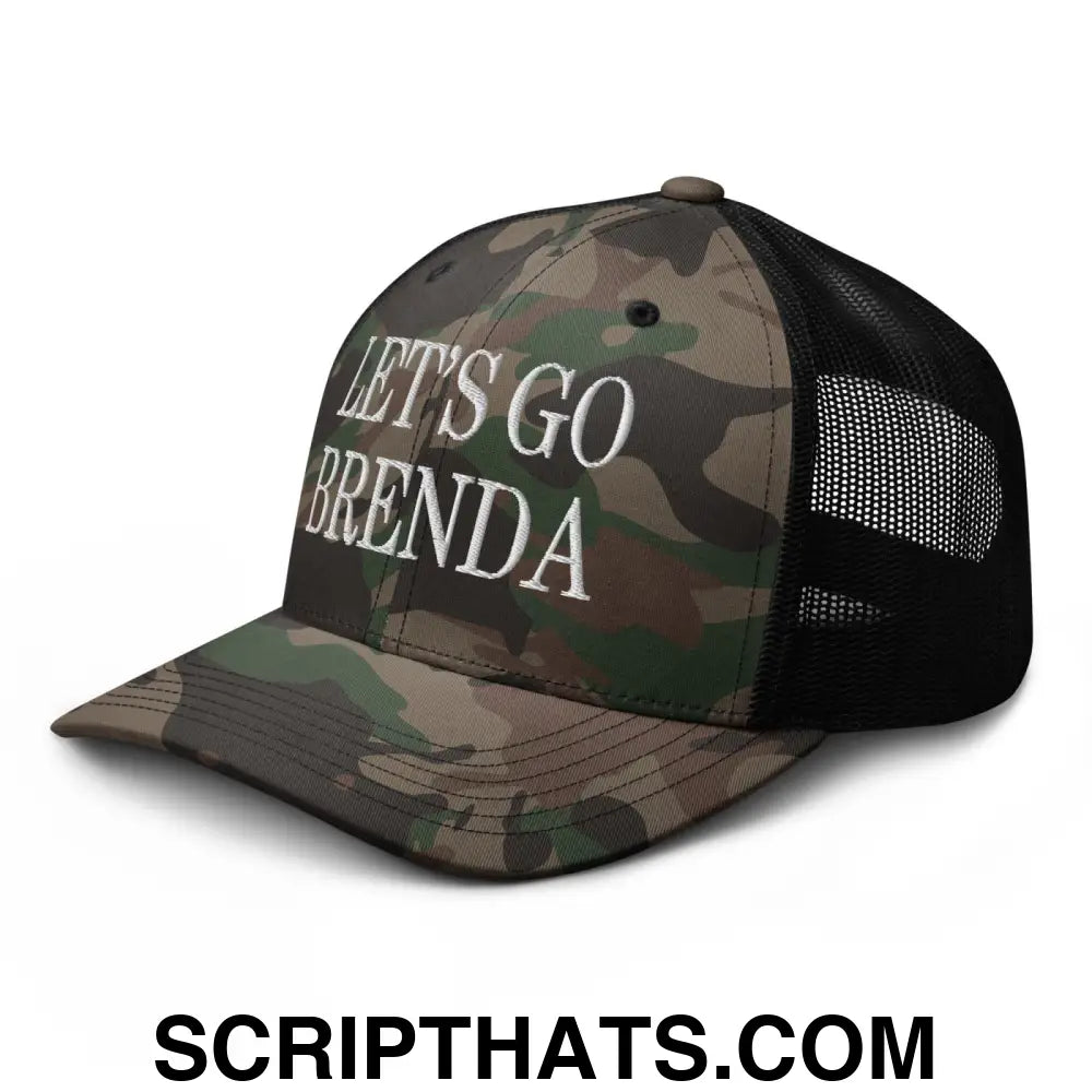 Let's Go Brenda Camo Trucker Hat Camo Black