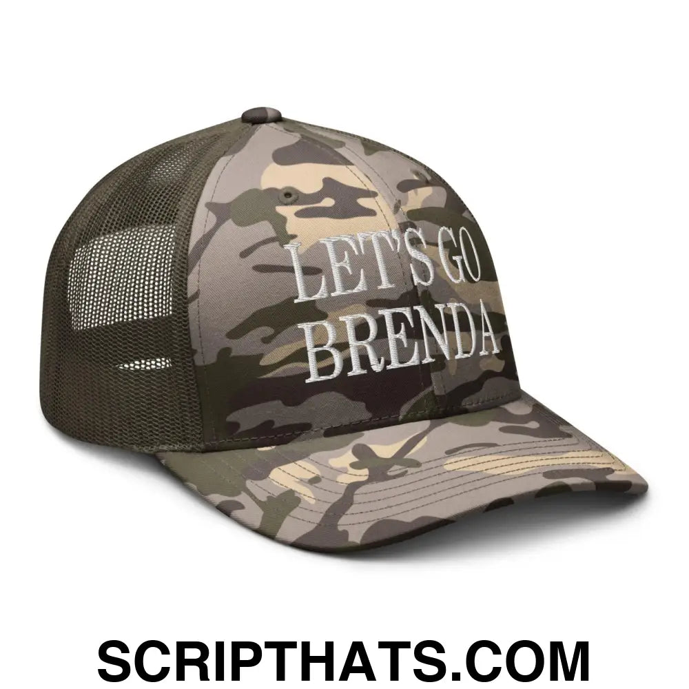 Let's Go Brenda Camo Trucker Hat Camo Olive