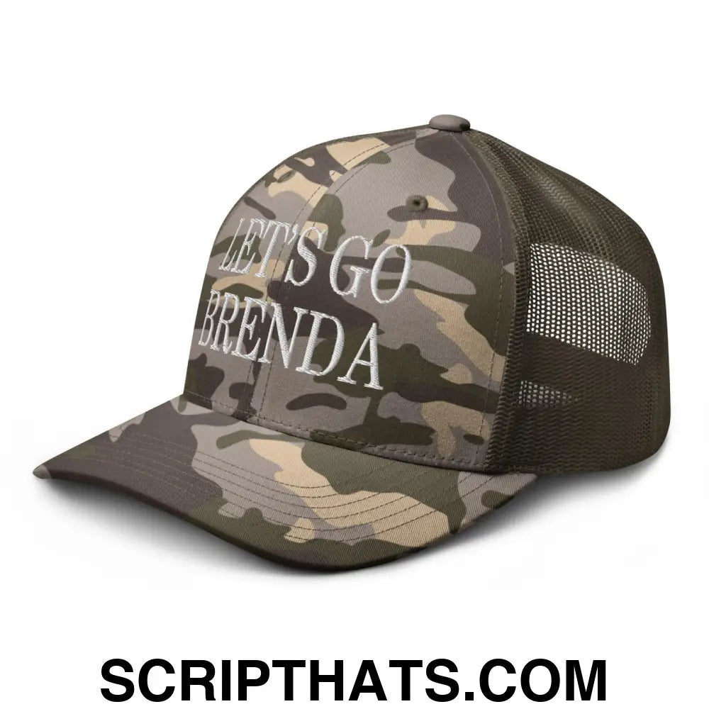 Let's Go Brenda Camo Trucker Hat Camo Olive