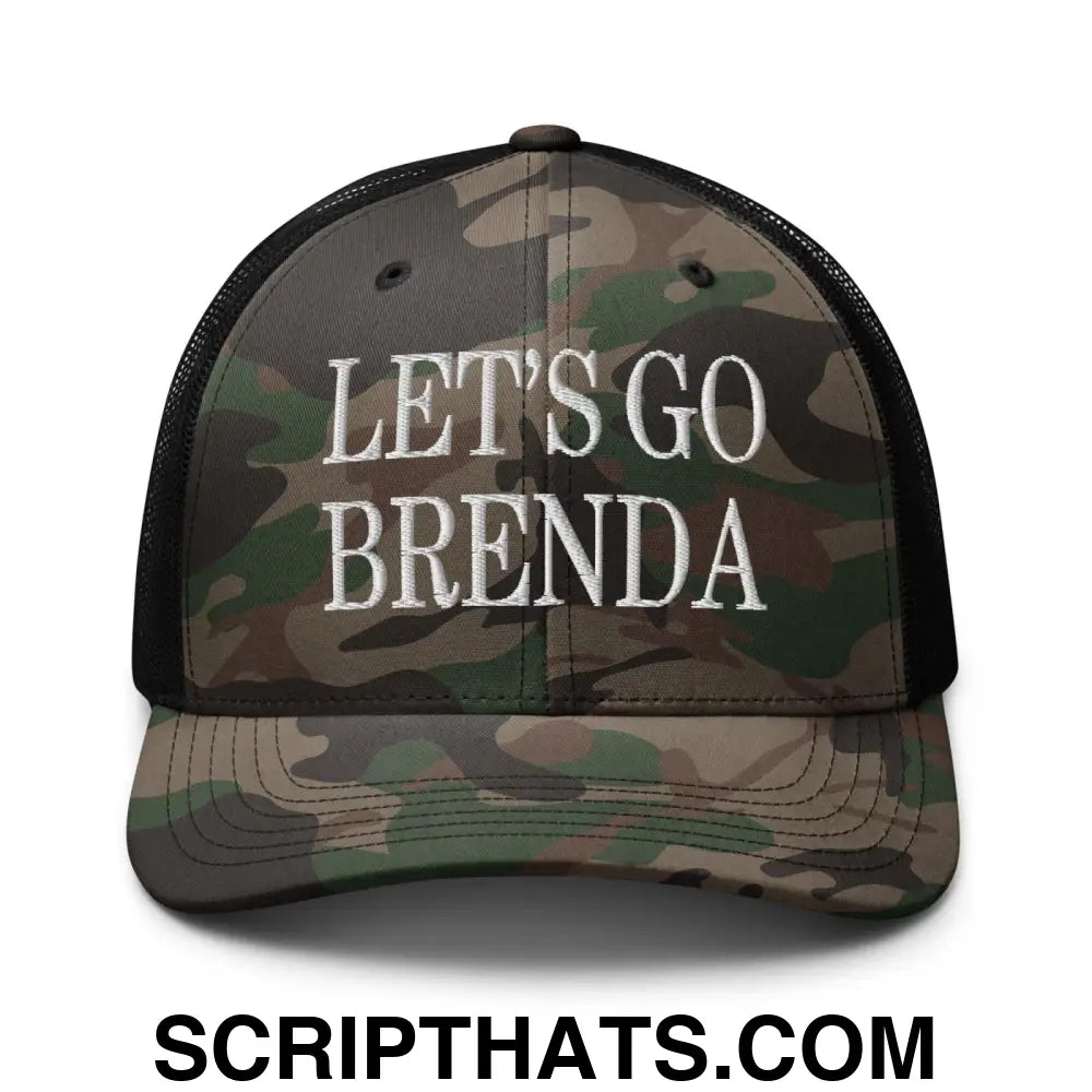 Let's Go Brenda Camo Trucker Hat Camo Black