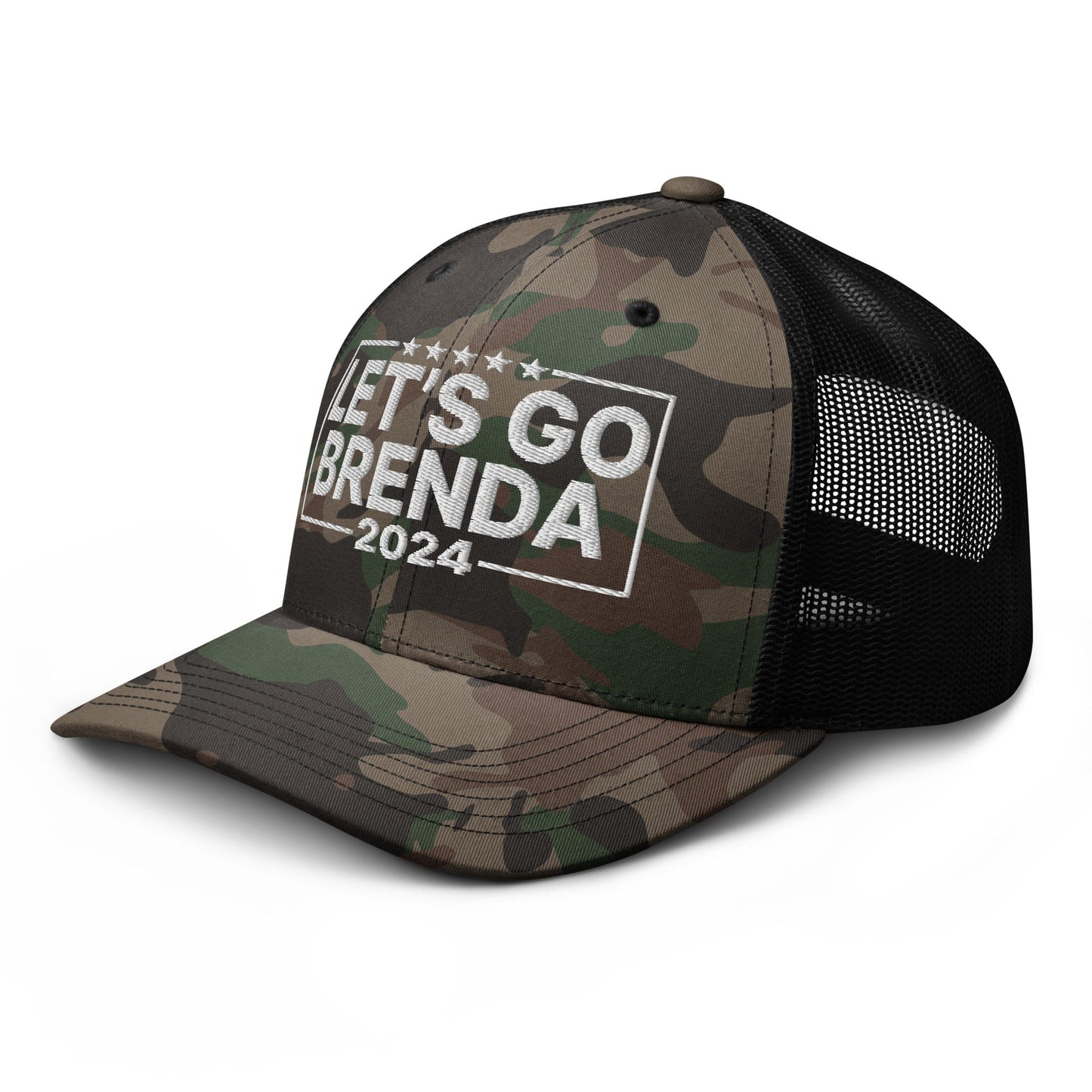 Let's Go Brenda FKH Camo Trucker Hat Camo Black