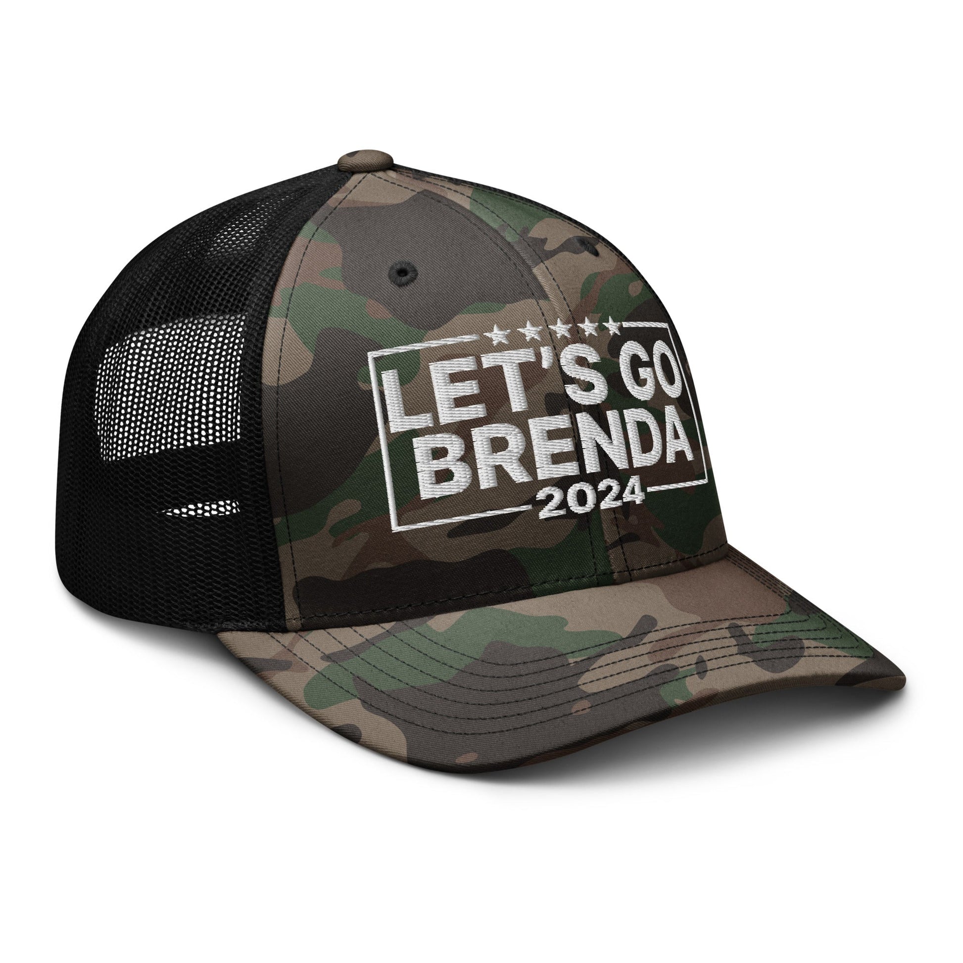 Let's Go Brenda FKH Camo Trucker Hat Camo Black