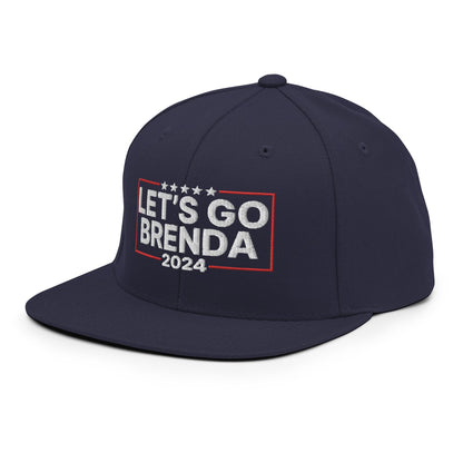 Let's Go Brenda FKH Flat Bill Brim Snapback Hat Navy