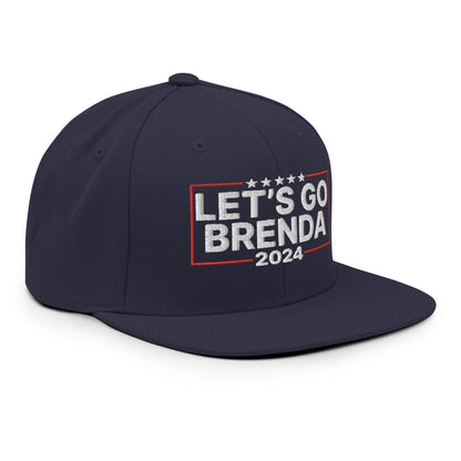 Let's Go Brenda FKH Flat Bill Brim Snapback Hat Navy