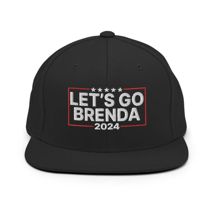 Let's Go Brenda FKH Flat Bill Brim Snapback Hat Black