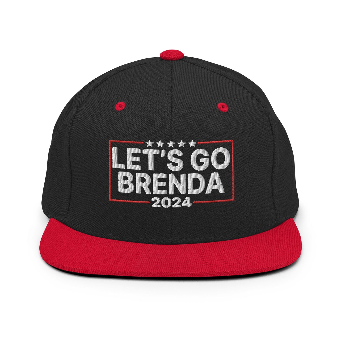 Let's Go Brenda FKH Flat Bill Brim Snapback Hat Black Red