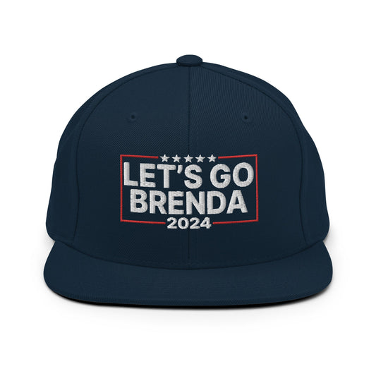 Let's Go Brenda FKH Flat Bill Brim Snapback Hat Dark Navy