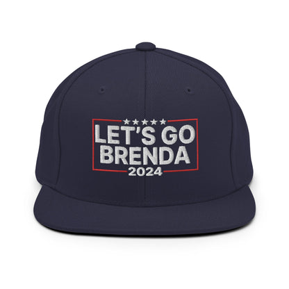 Let's Go Brenda FKH Flat Bill Brim Snapback Hat Navy