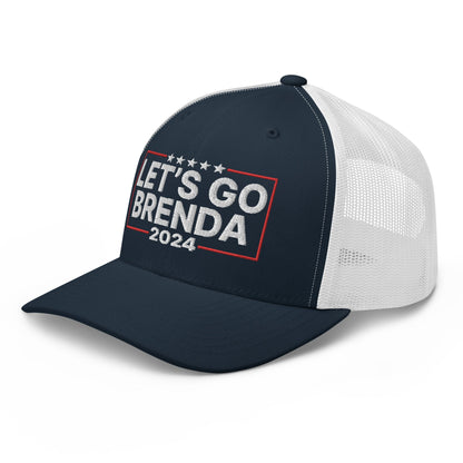 Let's Go Brenda FKH Retro Trucker Hat Navy White