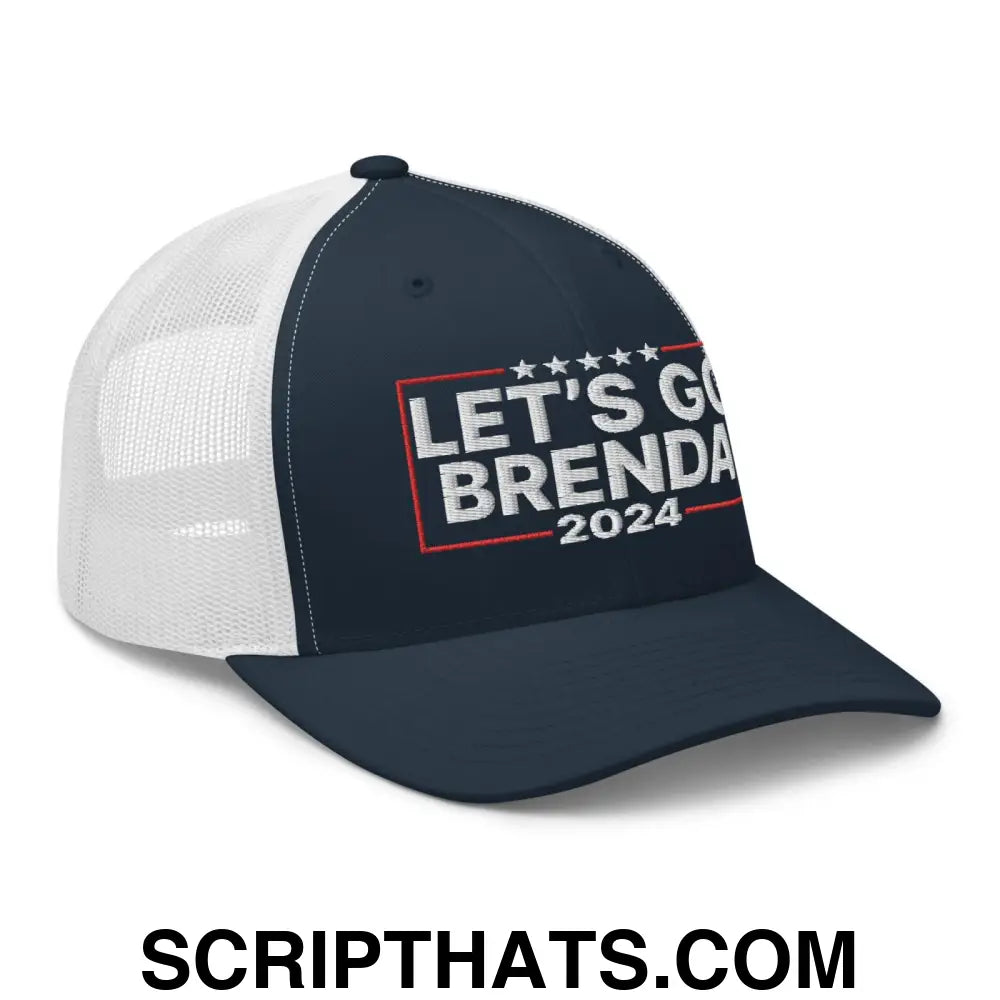 Let's Go Brenda FKH Retro Trucker Hat Navy White