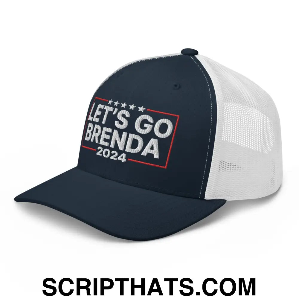 Let's Go Brenda FKH Retro Trucker Hat Navy White