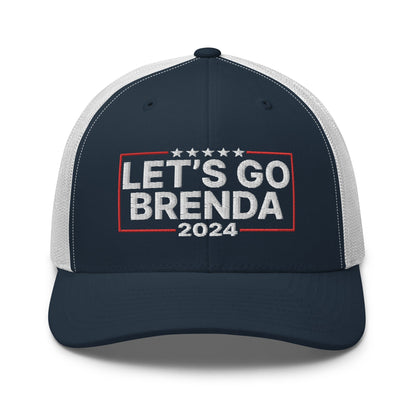 Let's Go Brenda FKH Retro Trucker Hat Navy White