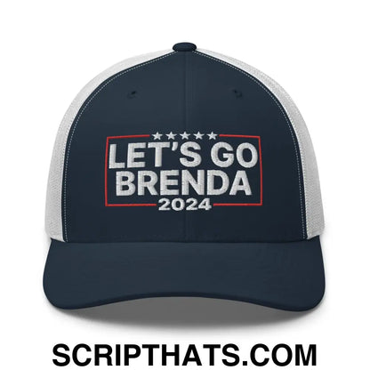 Let's Go Brenda FKH Retro Trucker Hat Navy White