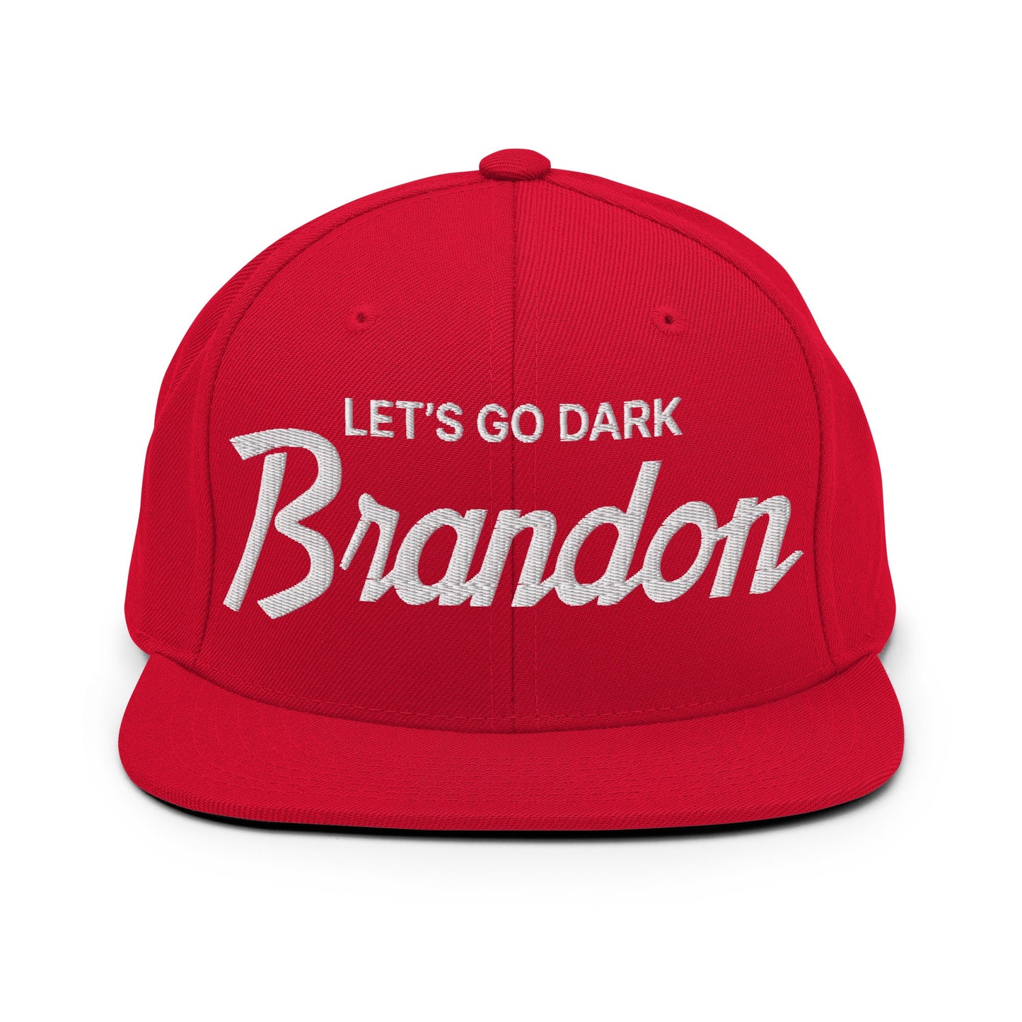 Let's Go Dark Brandon Vintage Sports Script Snapback Hat Red