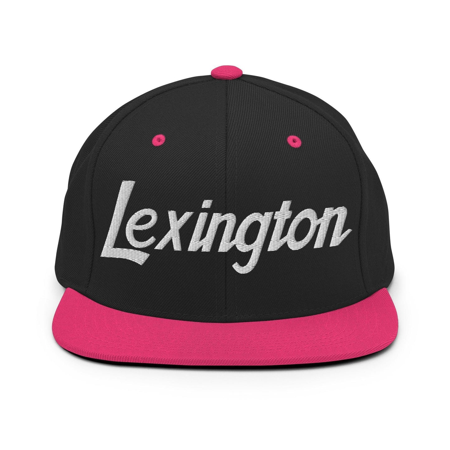 Lexington Script Snapback Hat Black Neon Pink