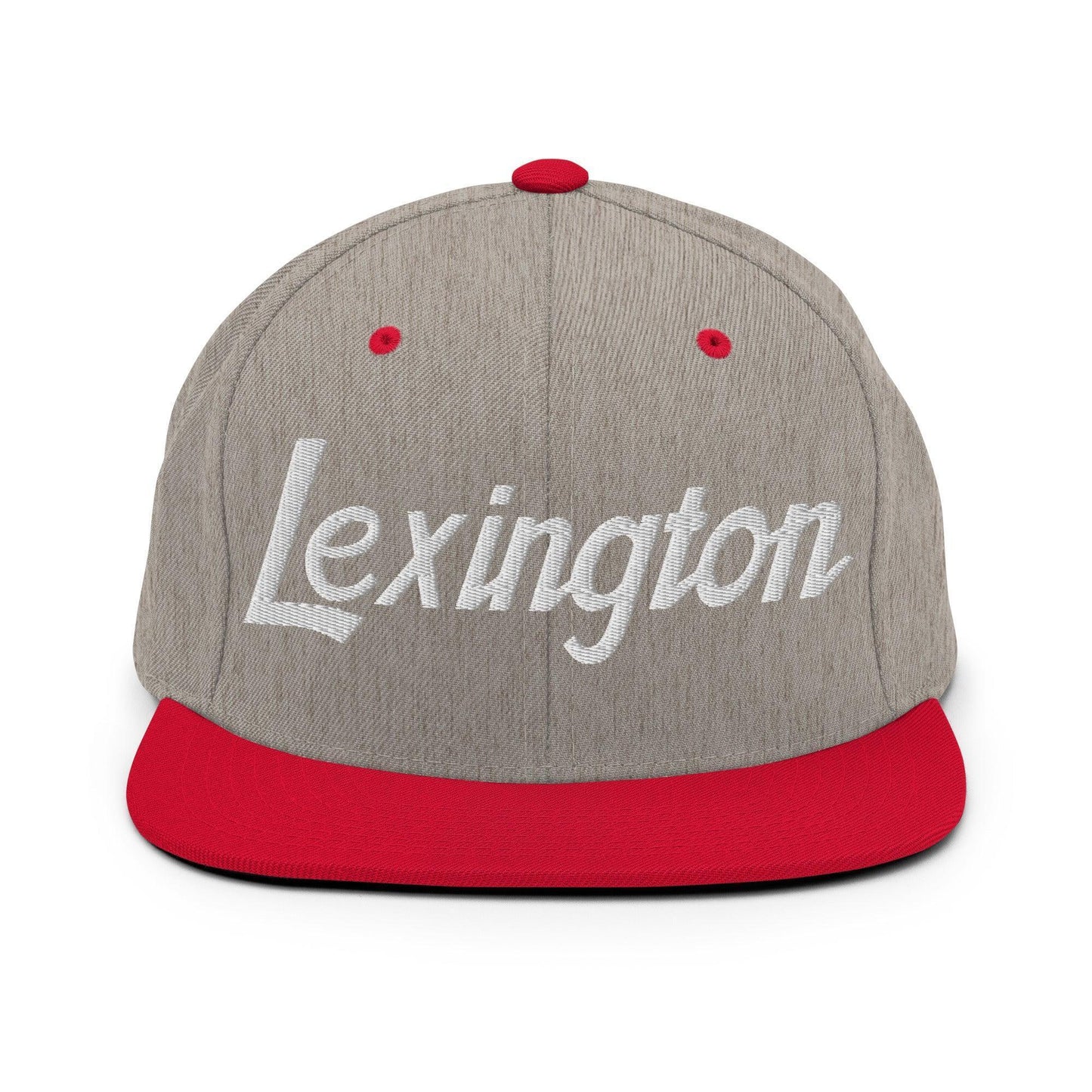 Lexington Script Snapback Hat Heather Grey Red