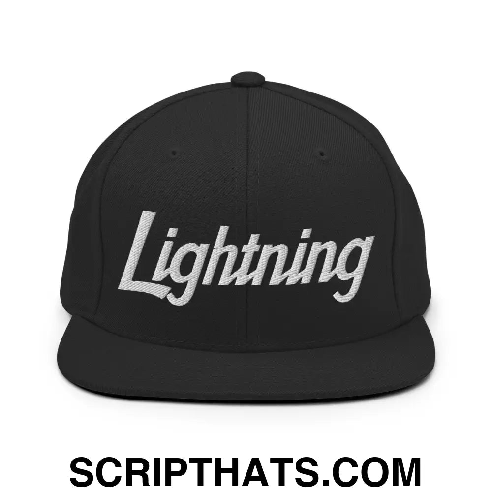 Lightning School Mascot Script Snapback Hat Black