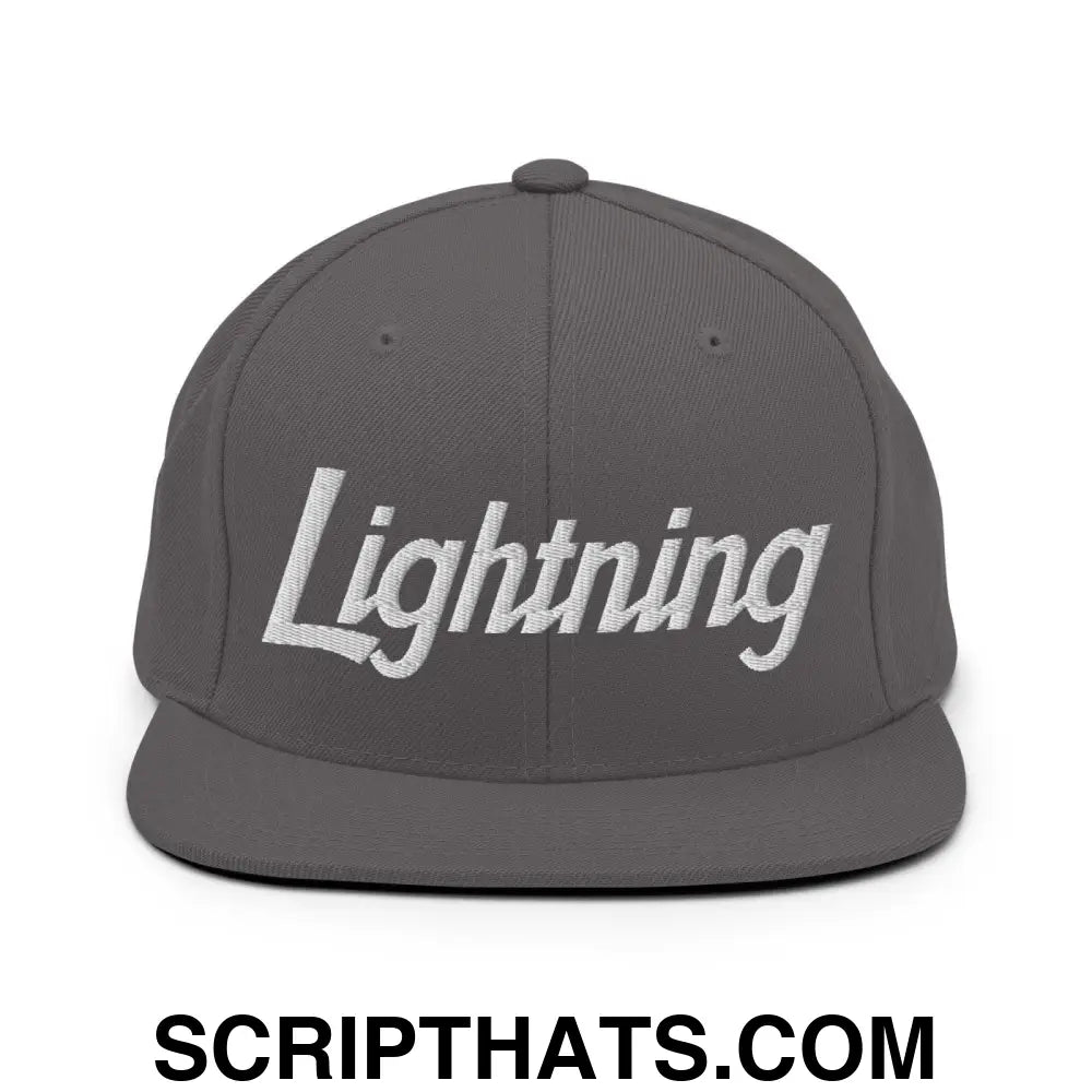 Lightning School Mascot Script Snapback Hat Dark Grey