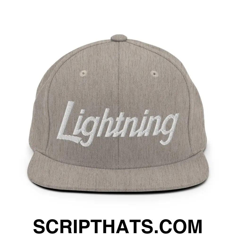 Lightning School Mascot Script Snapback Hat Heather Grey