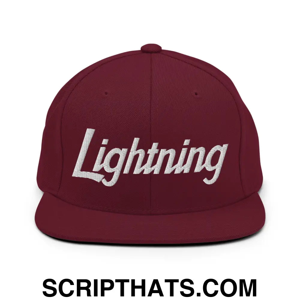 Lightning School Mascot Script Snapback Hat Maroon