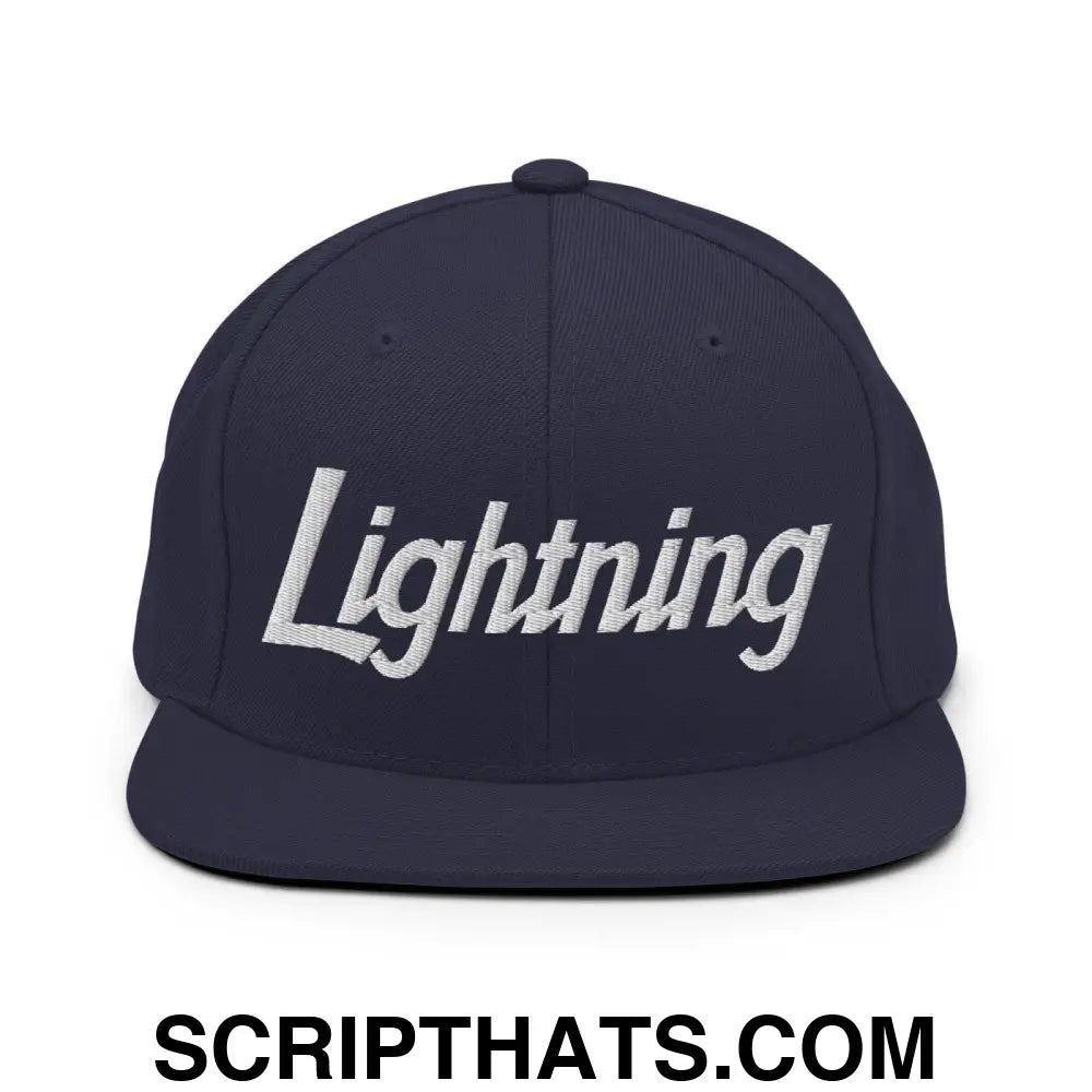 Lightning School Mascot Script Snapback Hat Navy