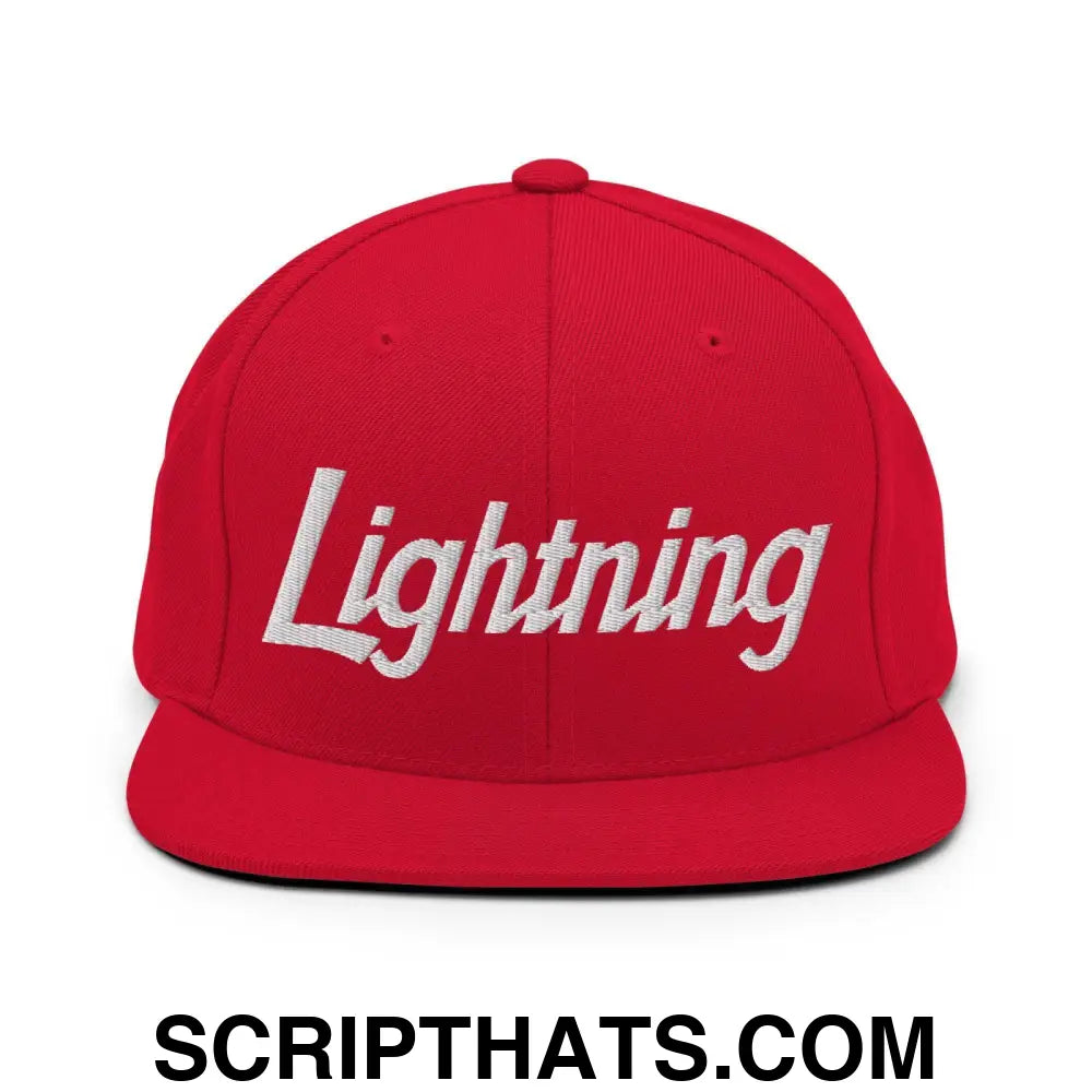 Lightning School Mascot Script Snapback Hat Red