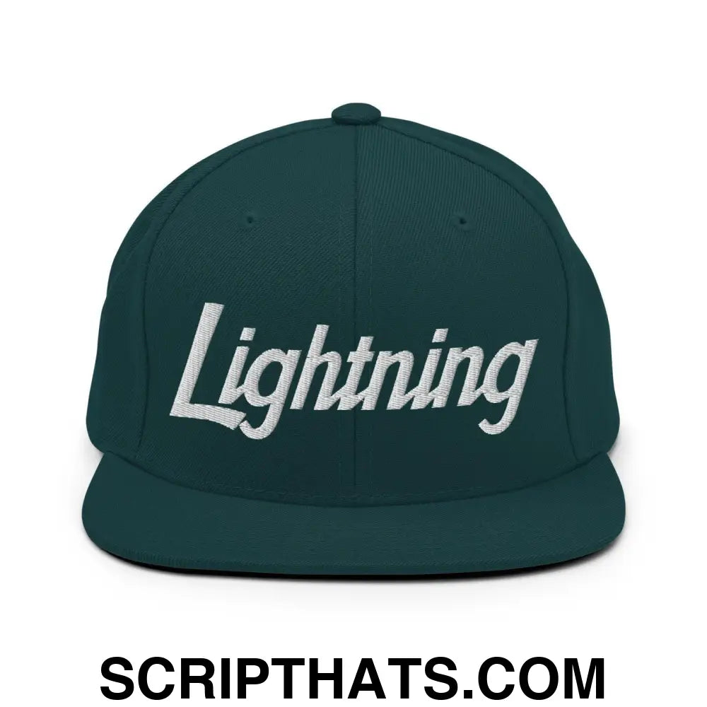 Lightning School Mascot Script Snapback Hat Spruce