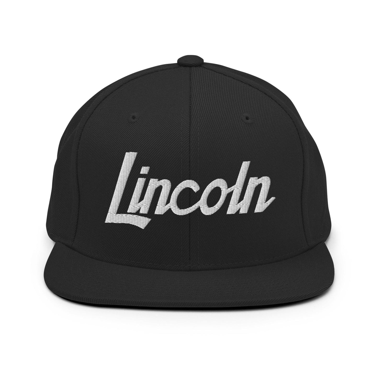 Lincoln Script Snapback Hat Black