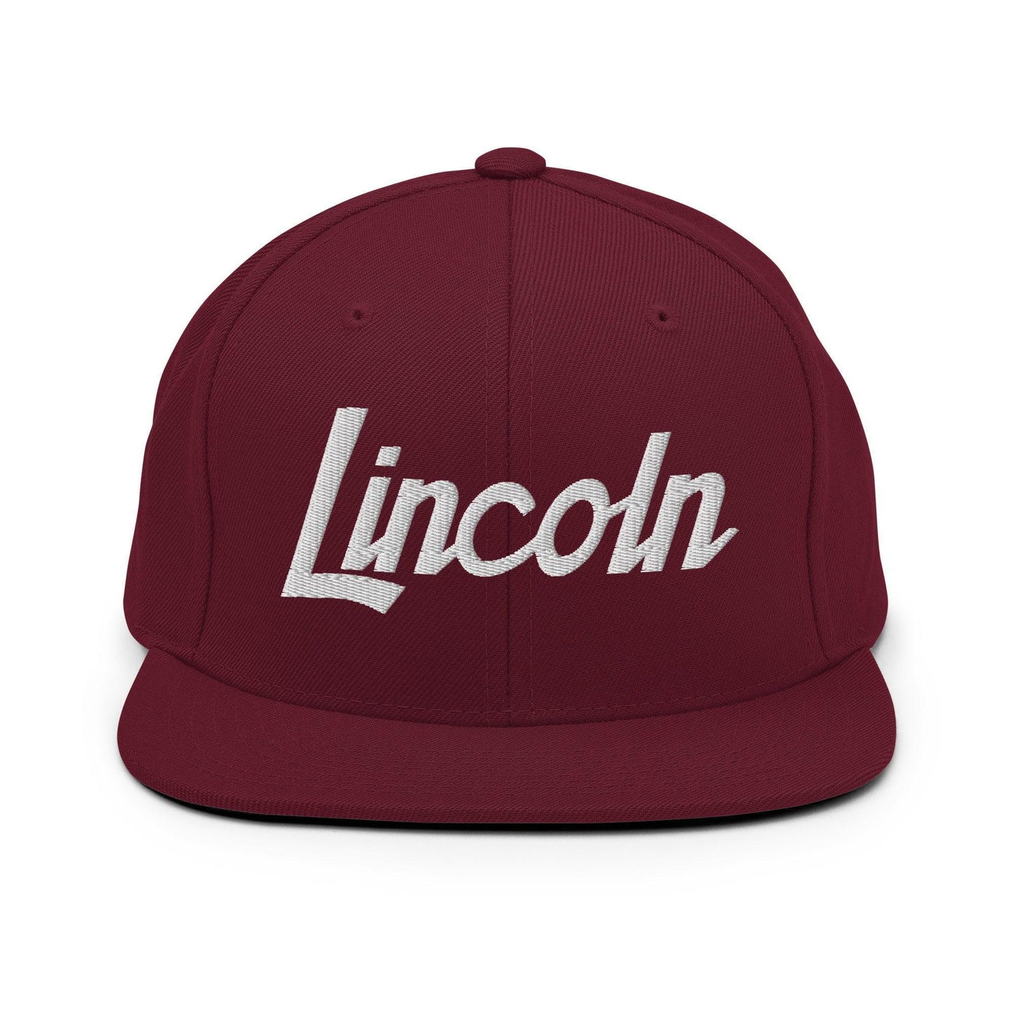 Lincoln Script Snapback Hat Maroon