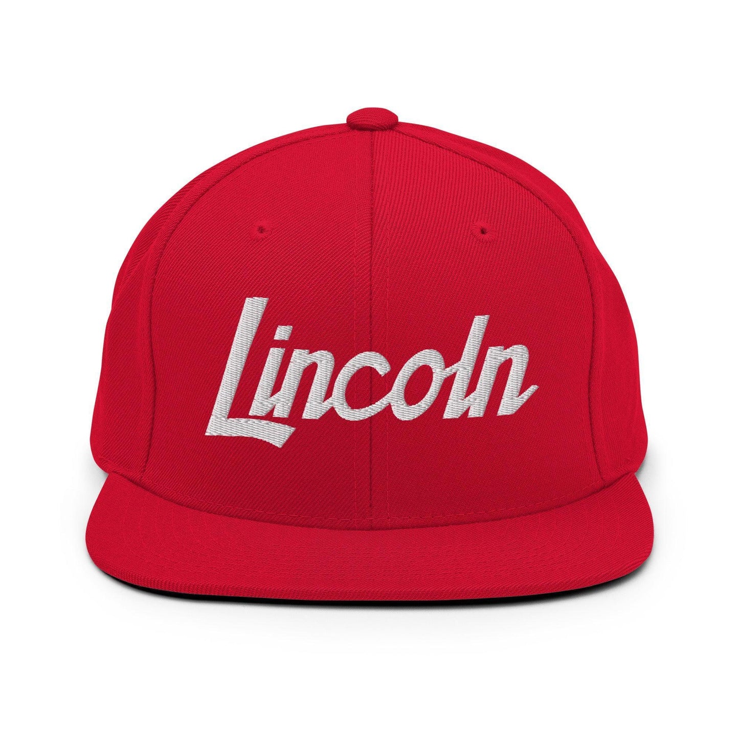 Lincoln Script Snapback Hat Red