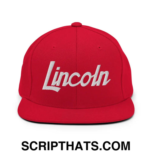 Lincoln Script Snapback Hat Red