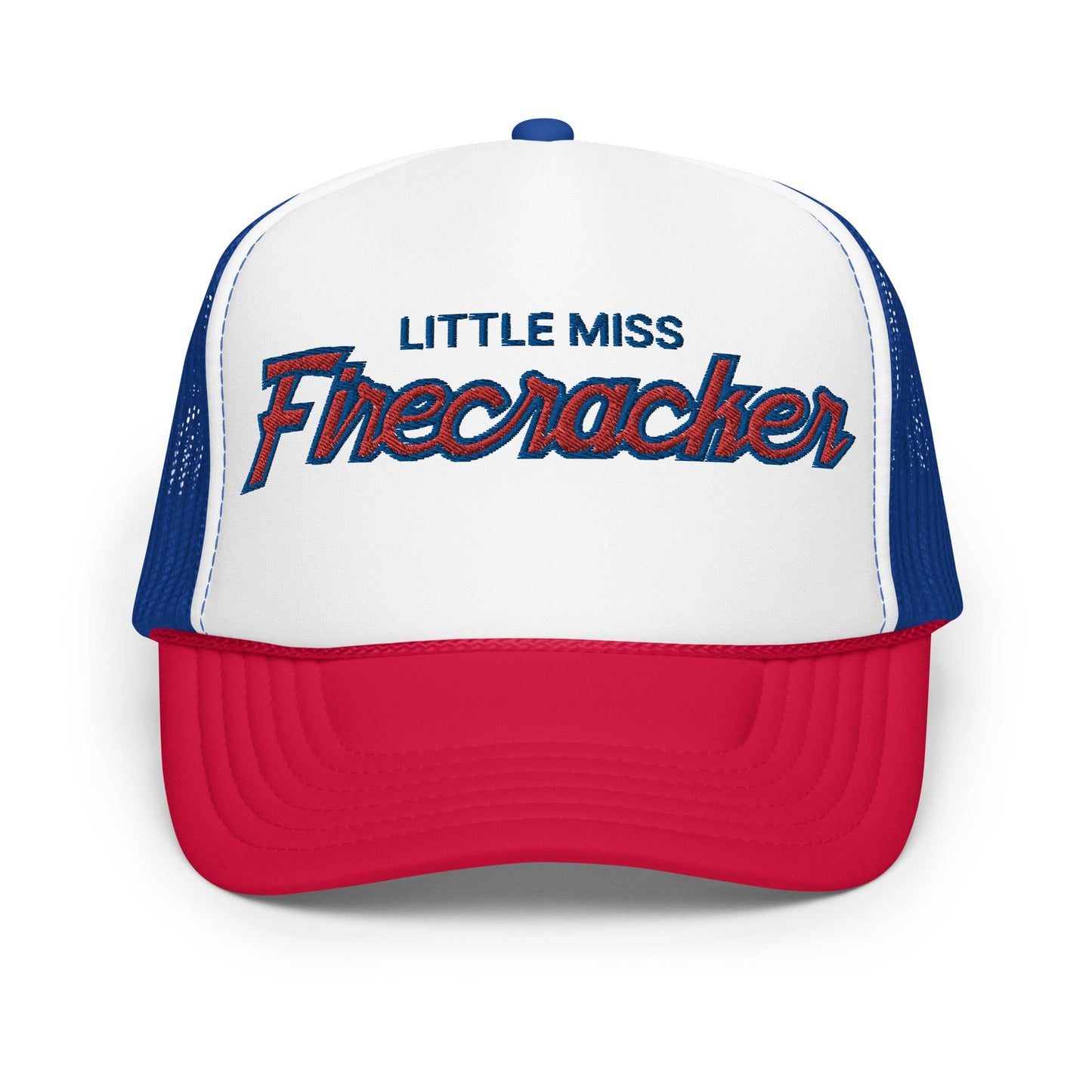 Little Miss Firecracker 4th of July Funny Foam Trucker Hat Red White Blue