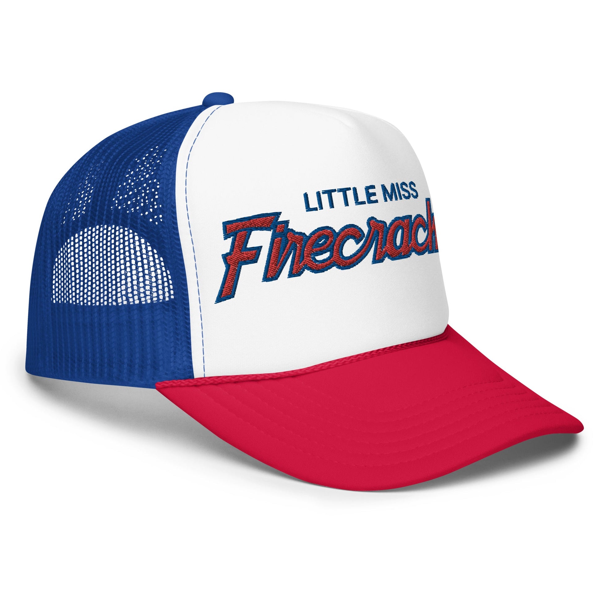 Little Miss Firecracker 4th of July Funny Foam Trucker Hat Red White Blue