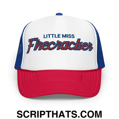 Little Miss Firecracker 4th of July Funny Foam Trucker Hat Red White Blue