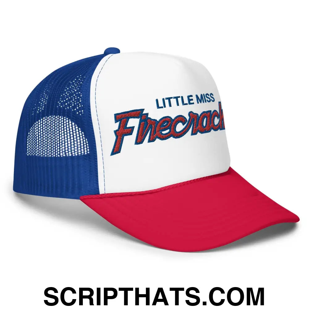 Little Miss Firecracker 4th of July Funny Foam Trucker Hat Red White Blue